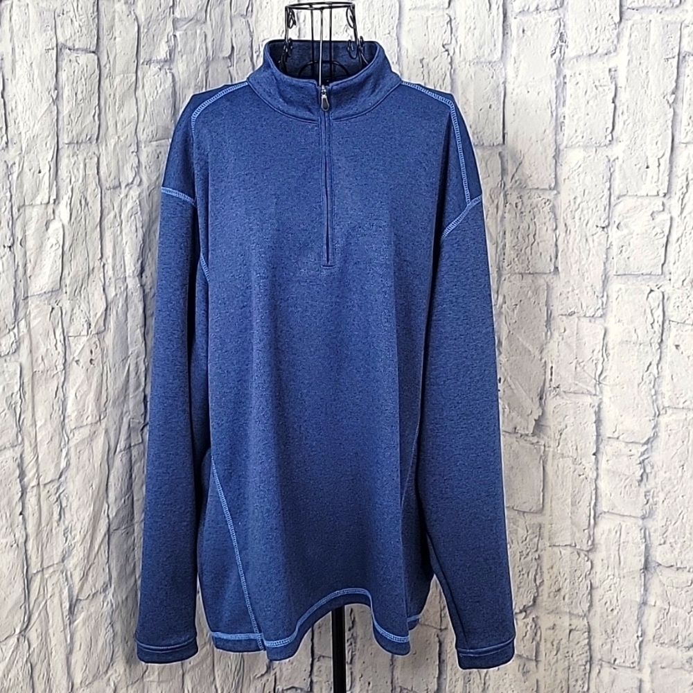 PEBBLE BEACH PERFORMANCE 1/4 Zip Blue Pullover Men's Sweatshirt Large